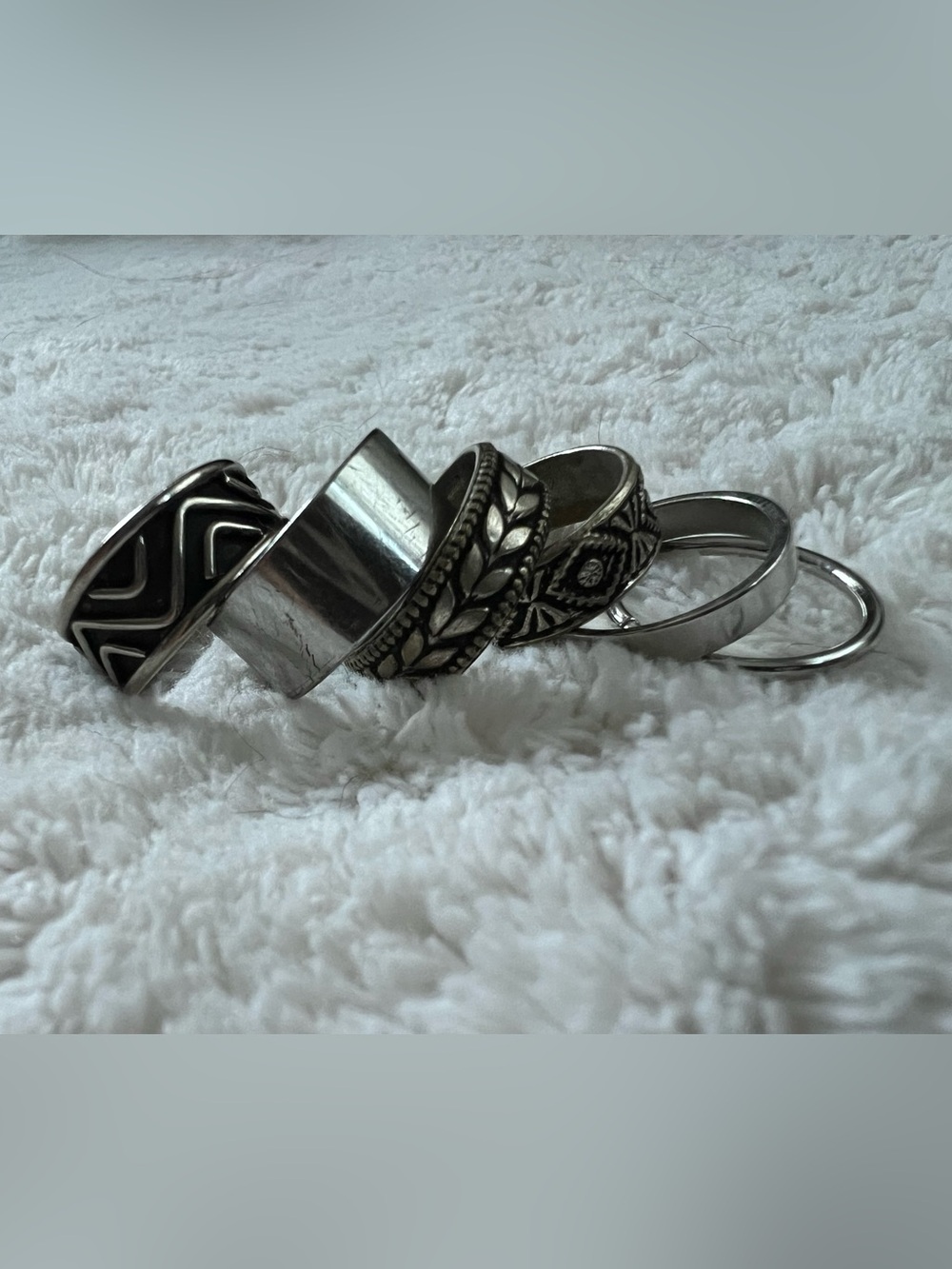 Silver-Tone Rings Set - Stylish Stacked Look